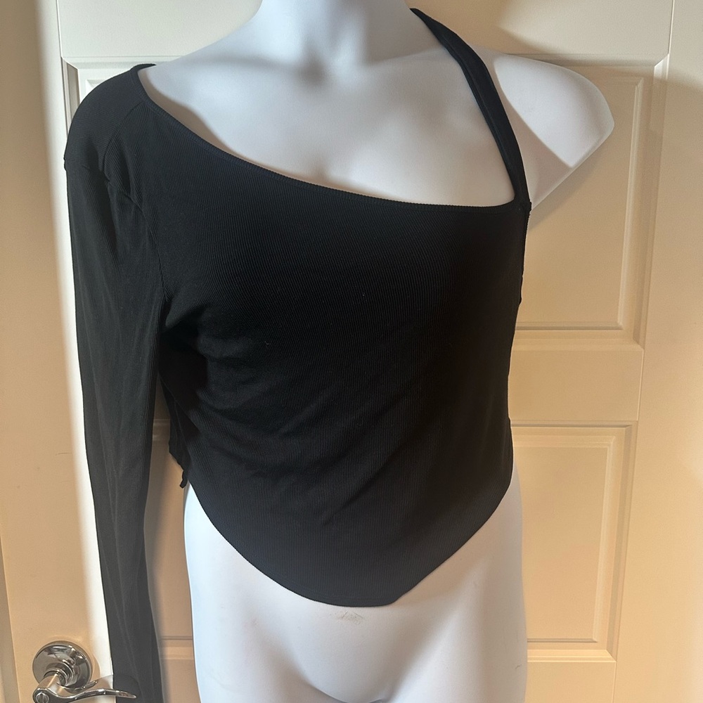 Black Knit Sweater free people one arm